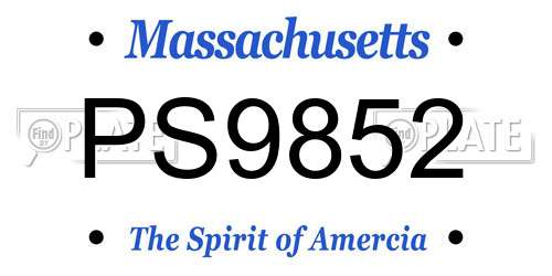PS9852 Massachusetts License Plate