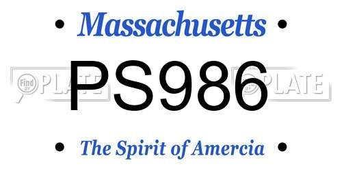 PS986 Massachusetts License Plate