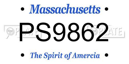 PS9862 Massachusetts License Plate