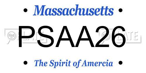 PSAA26 Massachusetts License Plate