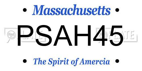 PSAH45 Massachusetts License Plate