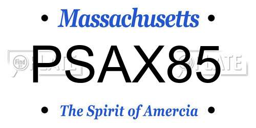 PSAX85 Massachusetts License Plate