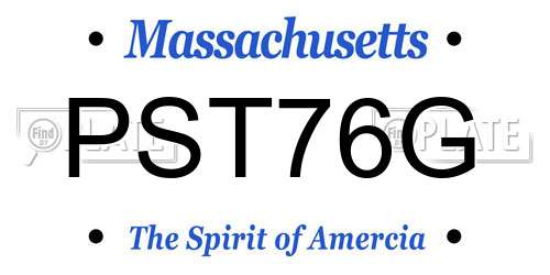 PST76G Massachusetts License Plate