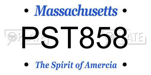 PST858 Massachusetts License Plate