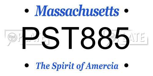 PST885 Massachusetts License Plate