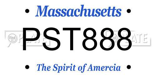 PST888 Massachusetts License Plate