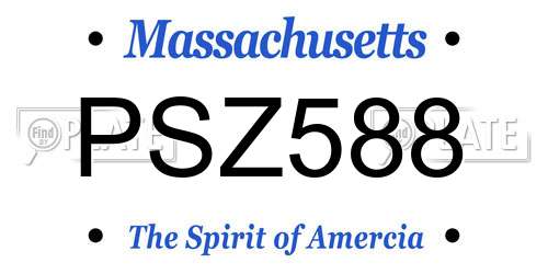 PSZ588 Massachusetts License Plate