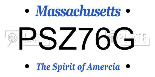 PSZ76G Massachusetts License Plate