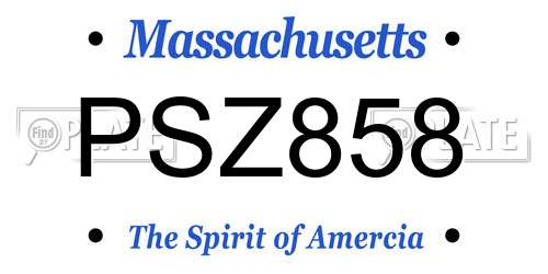PSZ858 Massachusetts License Plate