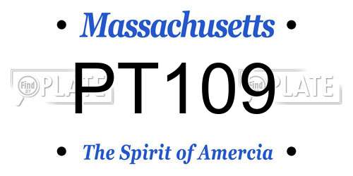 PT109 Massachusetts License Plate