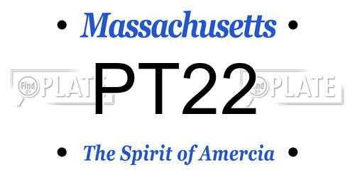 PT22 Massachusetts License Plate