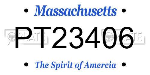 PT23406 Massachusetts License Plate