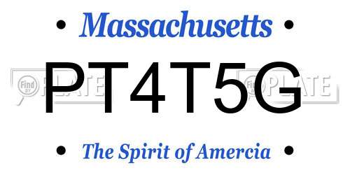 PT4T5G Massachusetts License Plate