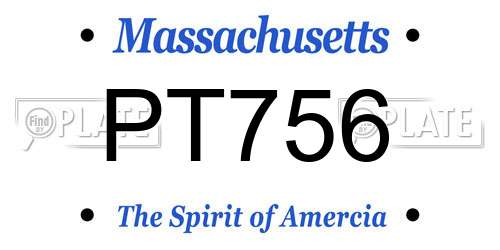 PT756 Massachusetts License Plate