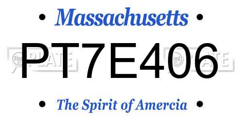 PT7E406 Massachusetts License Plate