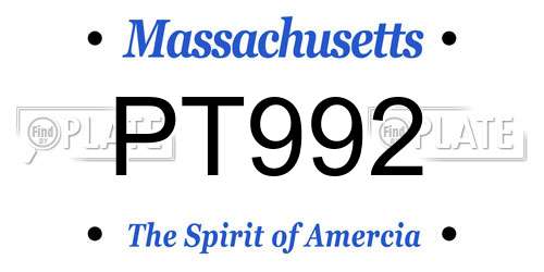 PT992 Massachusetts License Plate