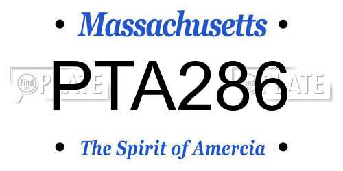 PTA286 Massachusetts License Plate
