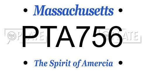 PTA756 Massachusetts License Plate