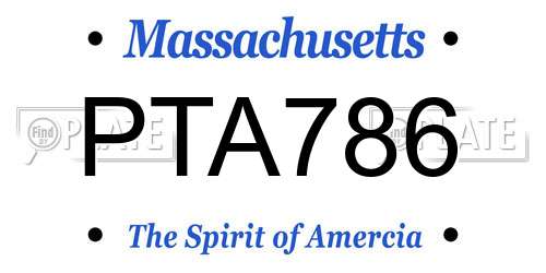 PTA786 Massachusetts License Plate