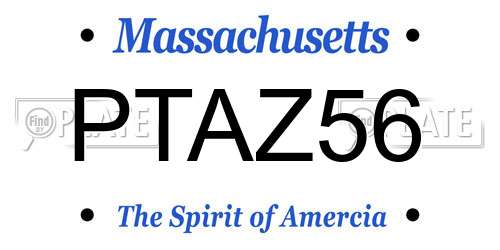 PTAZ56 Massachusetts License Plate