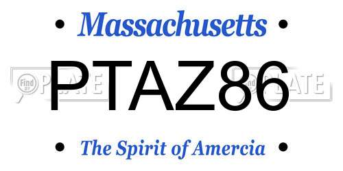 PTAZ86 Massachusetts License Plate
