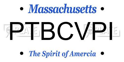 PTBCVPI Massachusetts License Plate