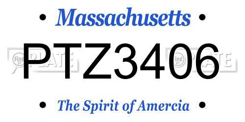 PTZ3406 Massachusetts License Plate