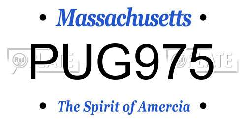 PUG975 Massachusetts License Plate