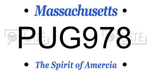 PUG978 Massachusetts License Plate