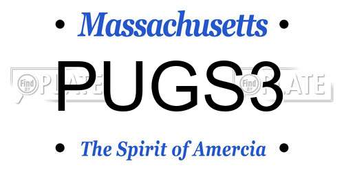 PUGS3 Massachusetts License Plate