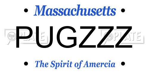 PUGZZZ Massachusetts License Plate