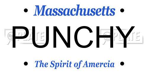 PUNCHY Massachusetts License Plate