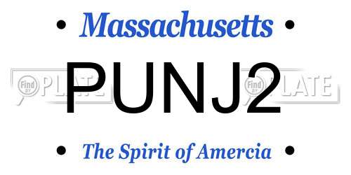 PUNJ2 Massachusetts License Plate