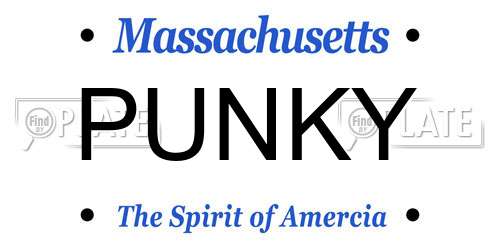 PUNKY Massachusetts License Plate