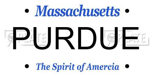 PURDUE Massachusetts License Plate
