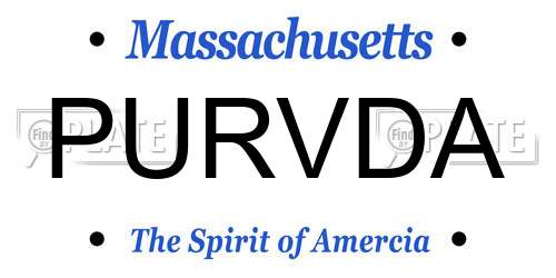 PURVDA Massachusetts License Plate