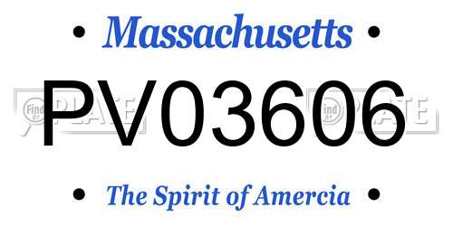 PV03606 Massachusetts License Plate