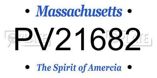 PV21682 Massachusetts License Plate