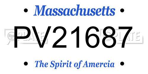 PV21687 Massachusetts License Plate