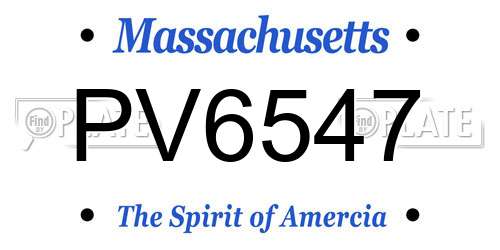 PV6547 Massachusetts License Plate