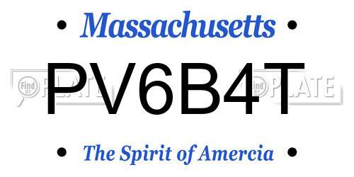 PV6B4T Massachusetts License Plate