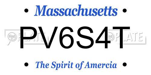 PV6S4T Massachusetts License Plate