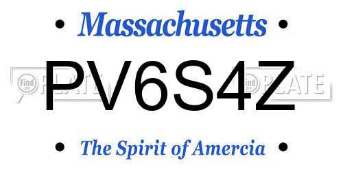PV6S4Z Massachusetts License Plate