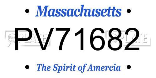 PV71682 Massachusetts License Plate