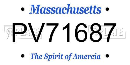 PV71687 Massachusetts License Plate