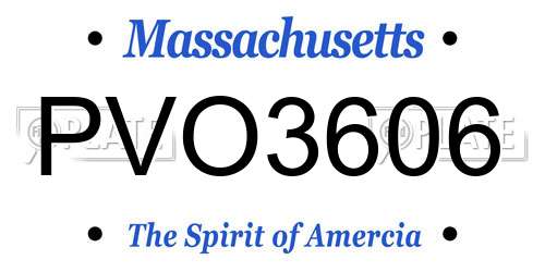 PVO3606 Massachusetts License Plate