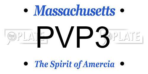 PVP3 Massachusetts License Plate