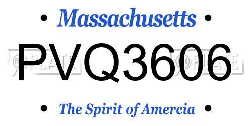 PVQ3606 Massachusetts License Plate