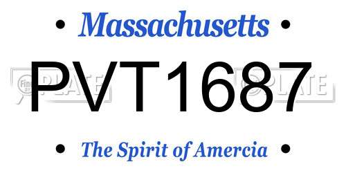 PVT1687 Massachusetts License Plate