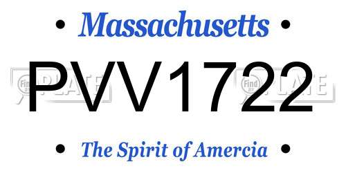 PVV1722 Massachusetts License Plate